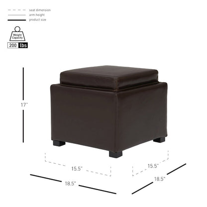 Cameron Leather Square Storage Ottoman