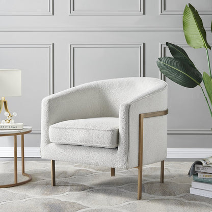Harrod Boucle Accent Arm Chair Antique Gold Legs