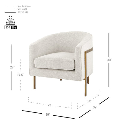 Harrod Boucle Accent Arm Chair Antique Gold Legs