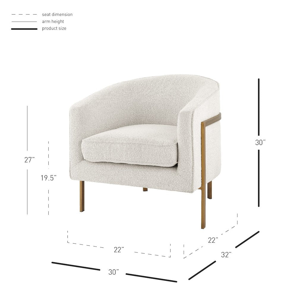 Harrod Boucle Accent Arm Chair Antique Gold Legs