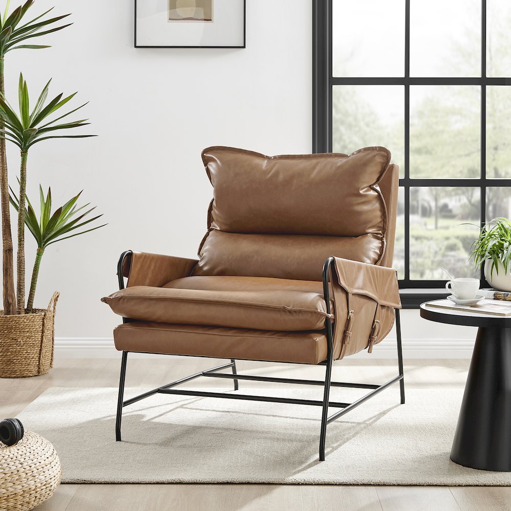 Thierry Faux Leather Accent Arm Chair