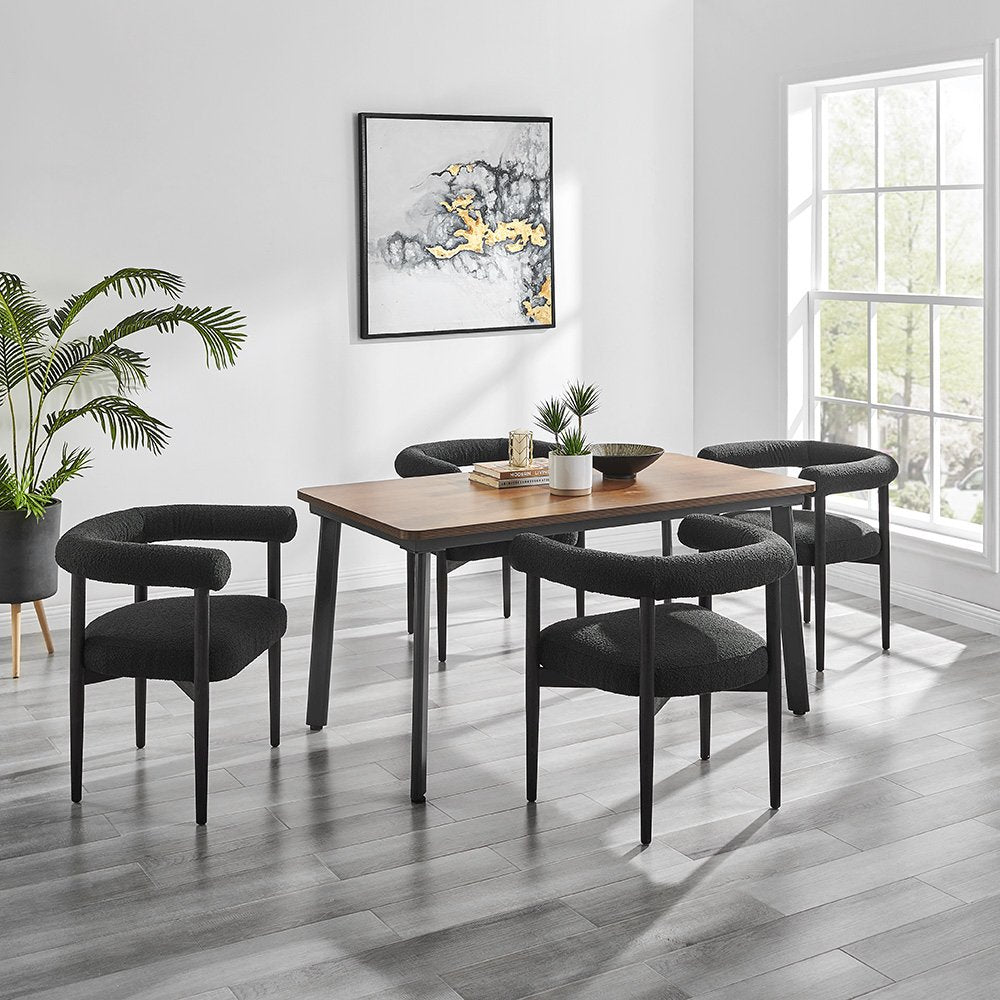 Keanu Boucle Dining Side Chair Black Legs