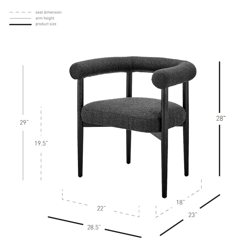 Keanu Boucle Dining Side Chair Black Legs