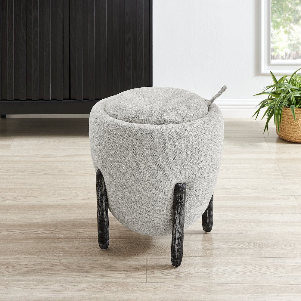 Murphy Chenille Storage Ottoman, Horizon Gray