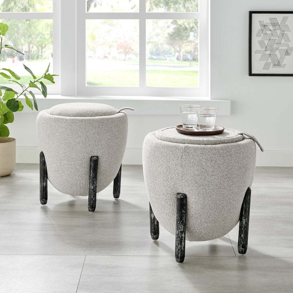 Murphy Chenille Storage Ottoman, Horizon Gray