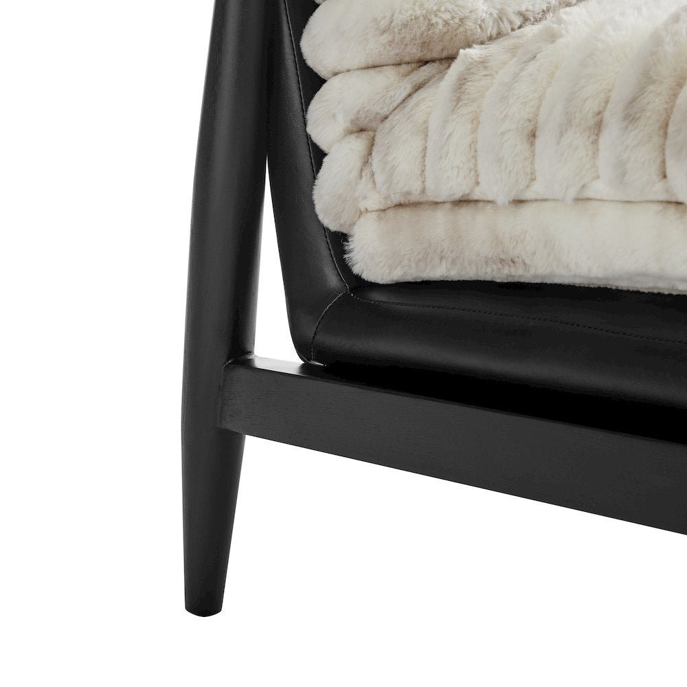 Edmond Faux Fur/Faux Leather Accent Arm Chair