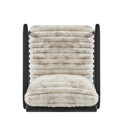 Edmond Faux Fur/Faux Leather Accent Arm Chair