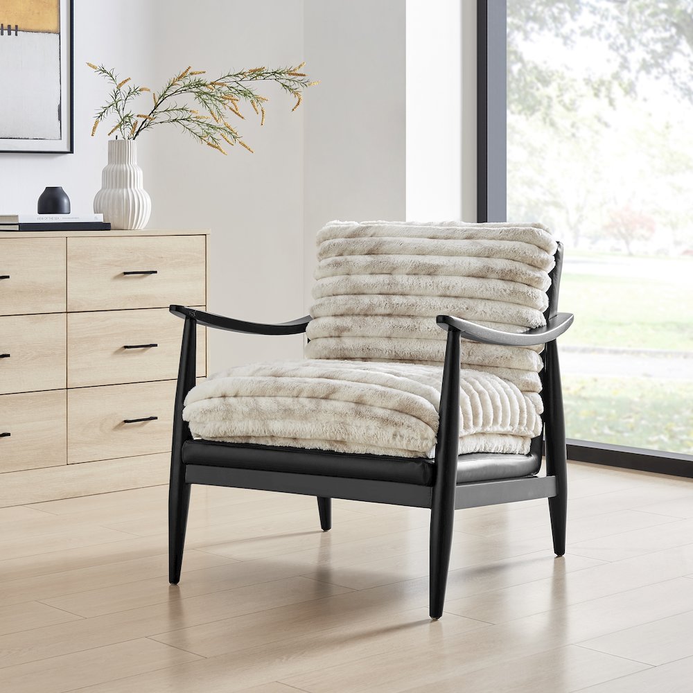 Edmond Faux Fur/Faux Leather Accent Arm Chair
