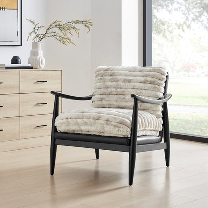 Edmond Faux Fur/Faux Leather Accent Arm Chair