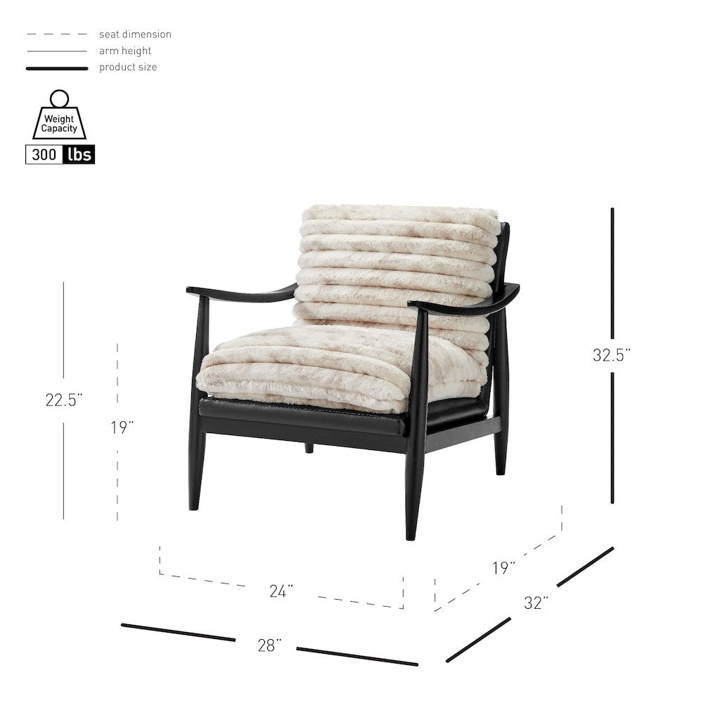 Edmond Faux Fur/Faux Leather Accent Arm Chair