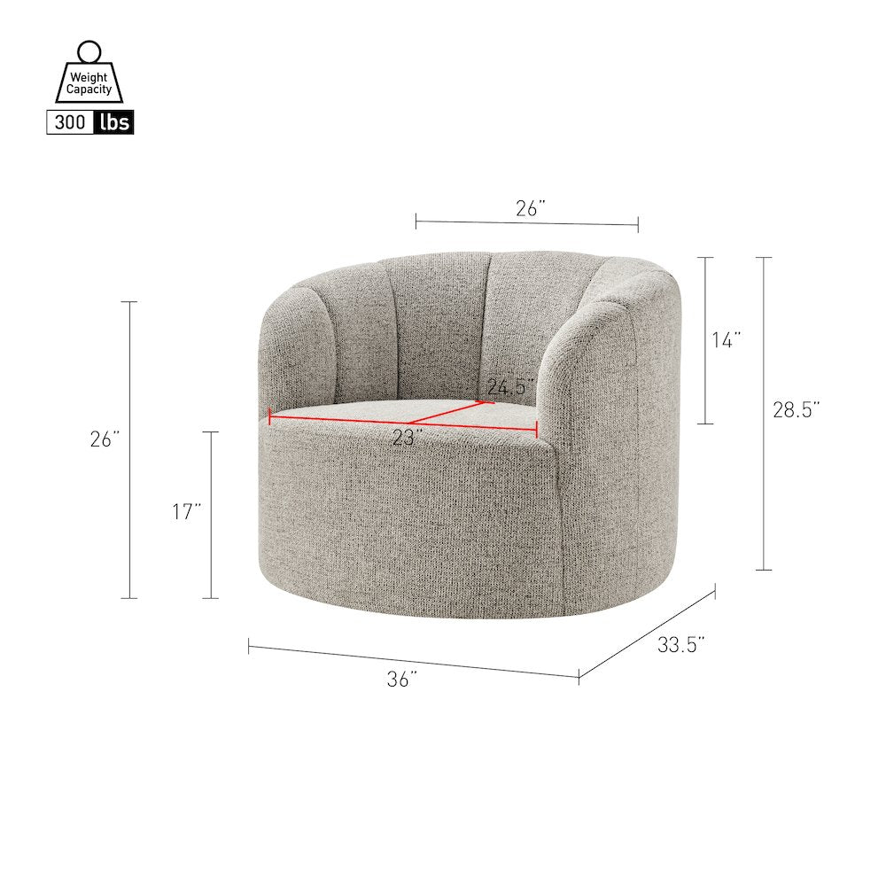 Elowen Swivel Accent Arm Chair - Heathered Taupe Chenille