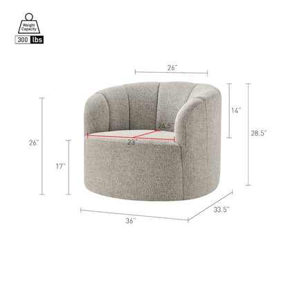 Elowen Swivel Accent Arm Chair - Heathered Taupe Chenille