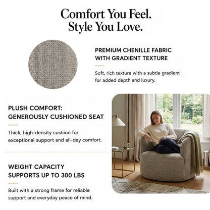 Elowen Swivel Accent Arm Chair - Heathered Taupe Chenille