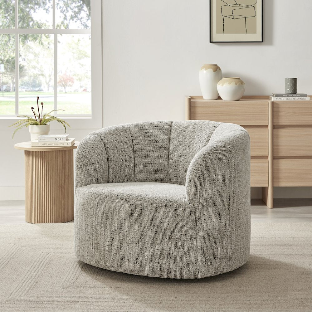 Elowen Swivel Accent Arm Chair - Heathered Taupe Chenille