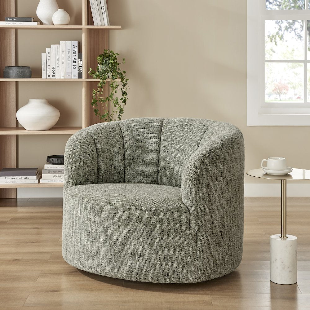 Elowen Swivel Accent Arm Chair - Heathered Olive Chenille