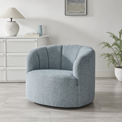 Elowen Swivel Accent Arm Chair - Heathered Blue Chenille