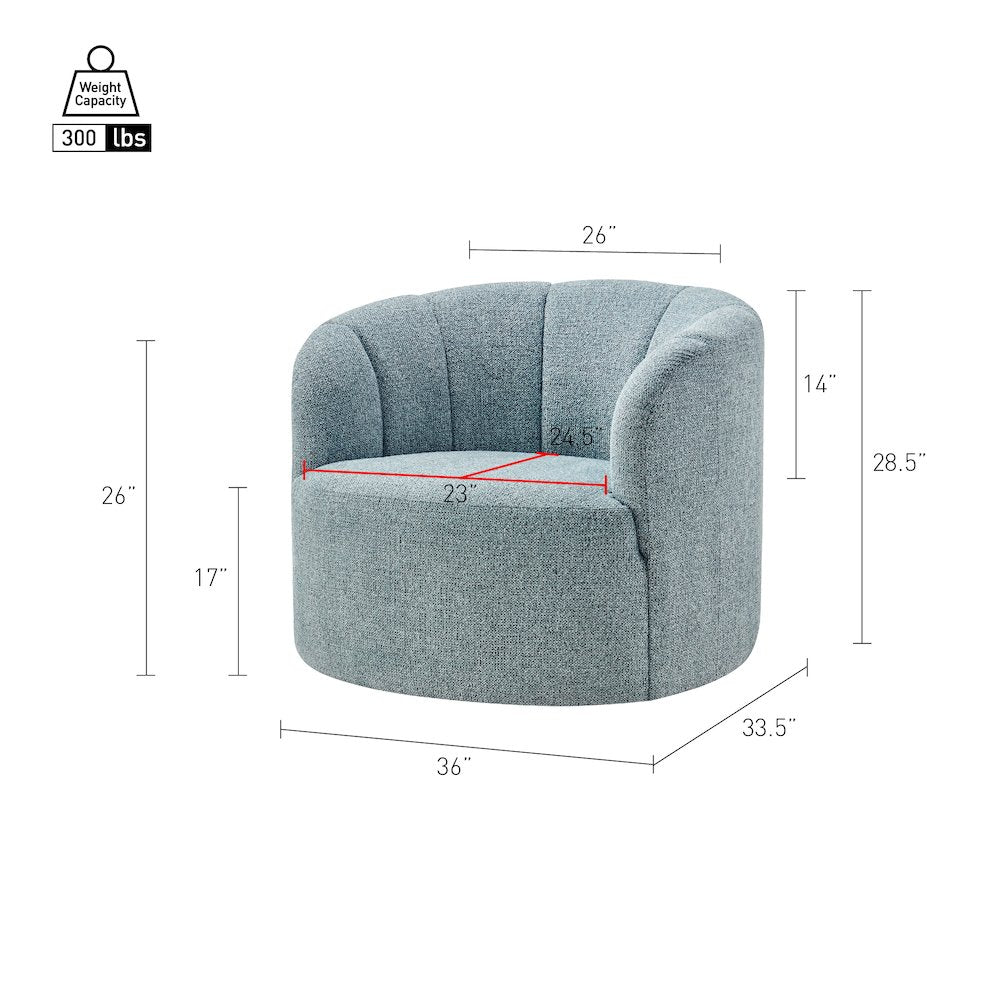 Elowen Swivel Accent Arm Chair - Heathered Blue Chenille