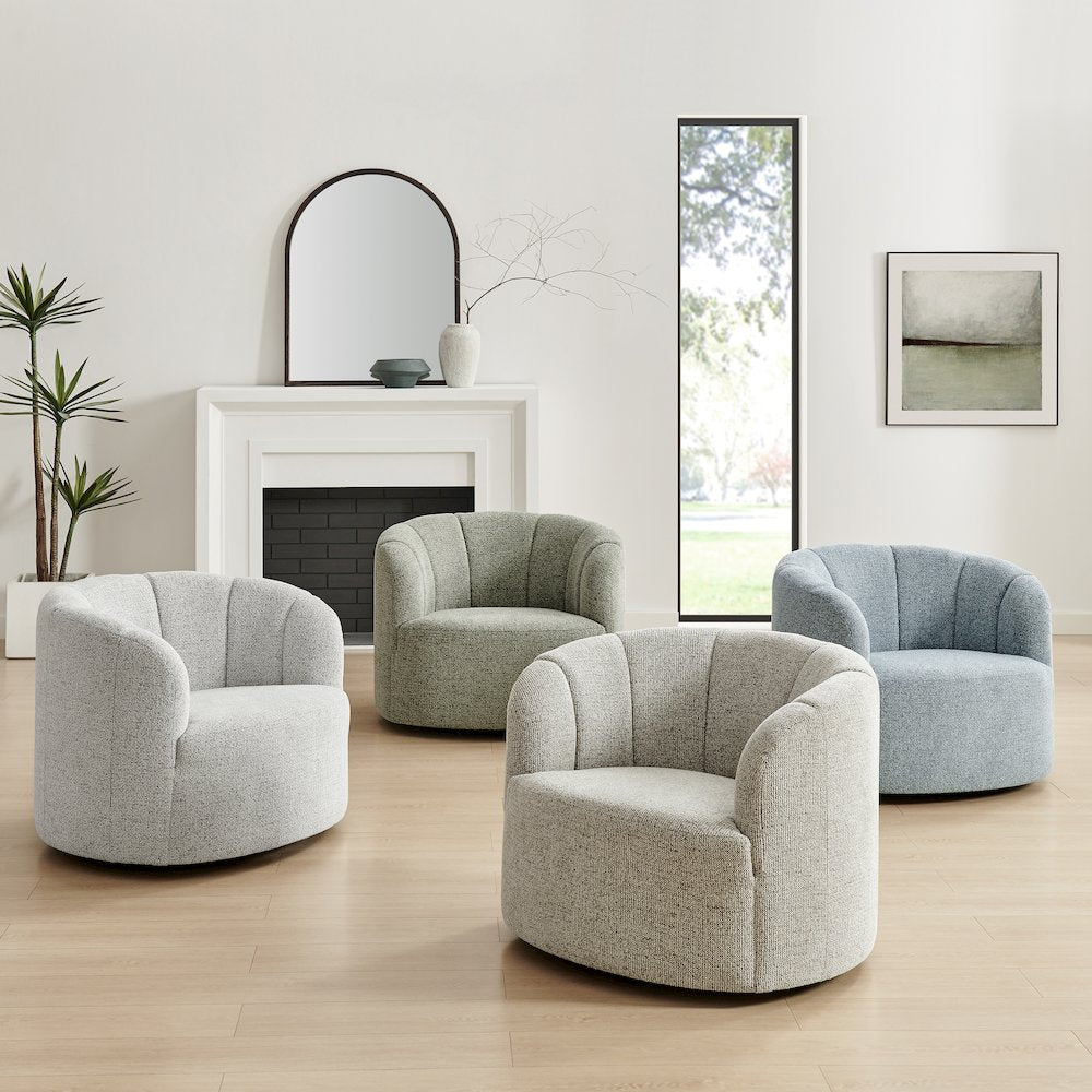 Elowen Swivel Accent Arm Chair - Heathered Blue Chenille