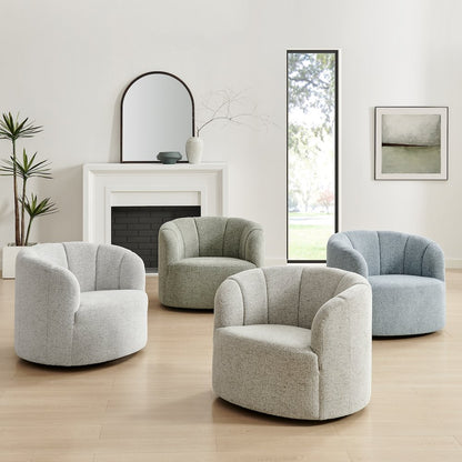 Elowen Swivel Accent Arm Chair - Heathered Blue Chenille
