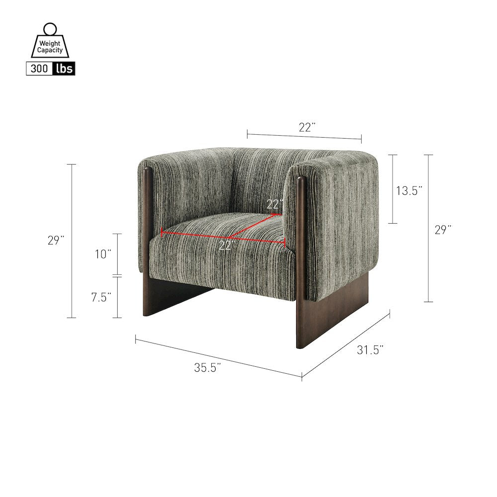 Daxon Accent Arm Chair - Stria Olive Chenille