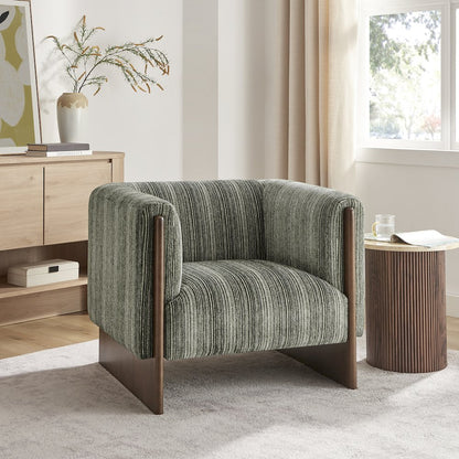 Daxon Accent Arm Chair - Stria Olive Chenille