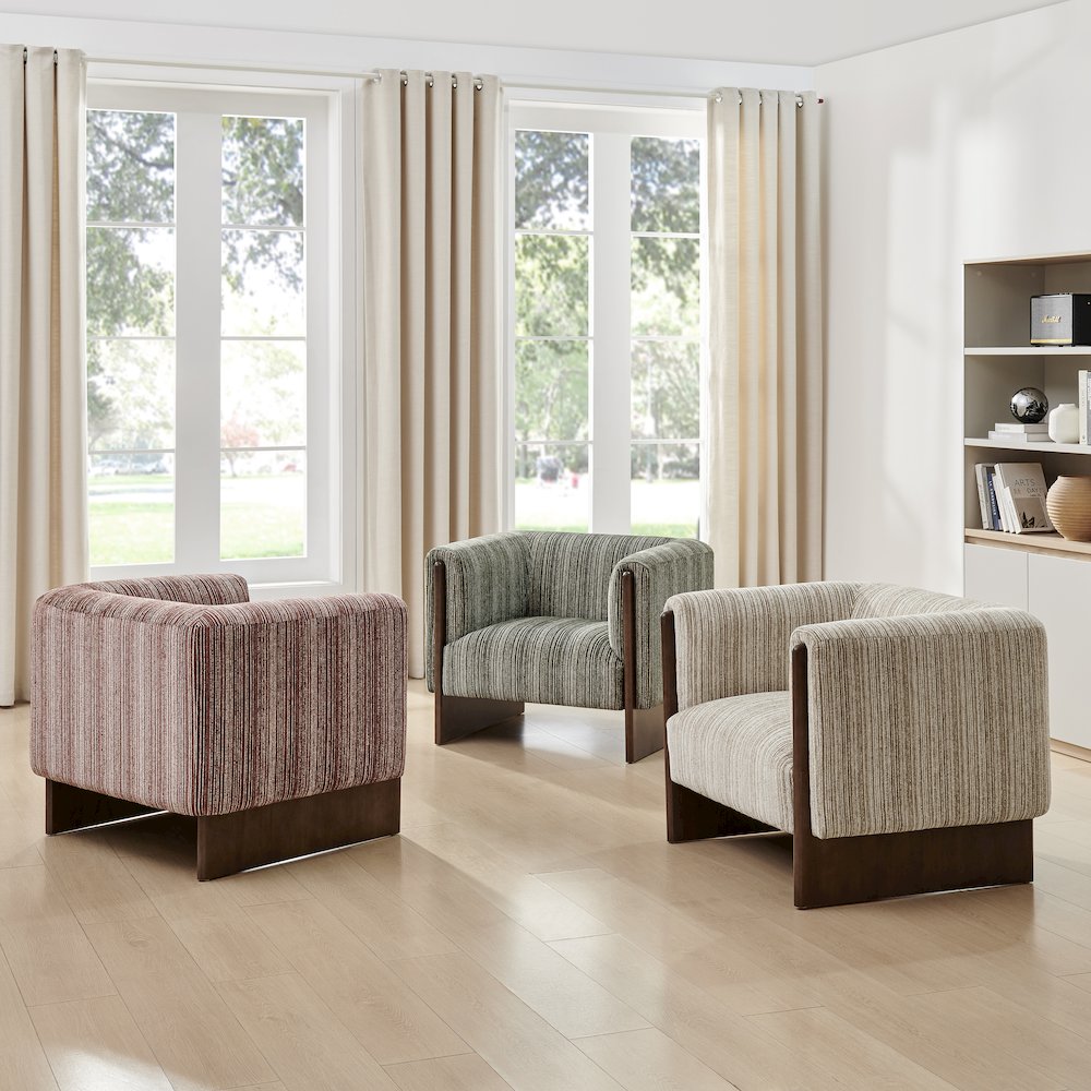 Daxon Accent Arm Chair - Stria Olive Chenille