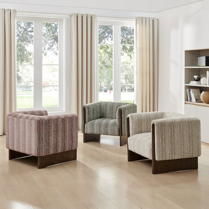 Daxon Accent Arm Chair - Stria Olive Chenille