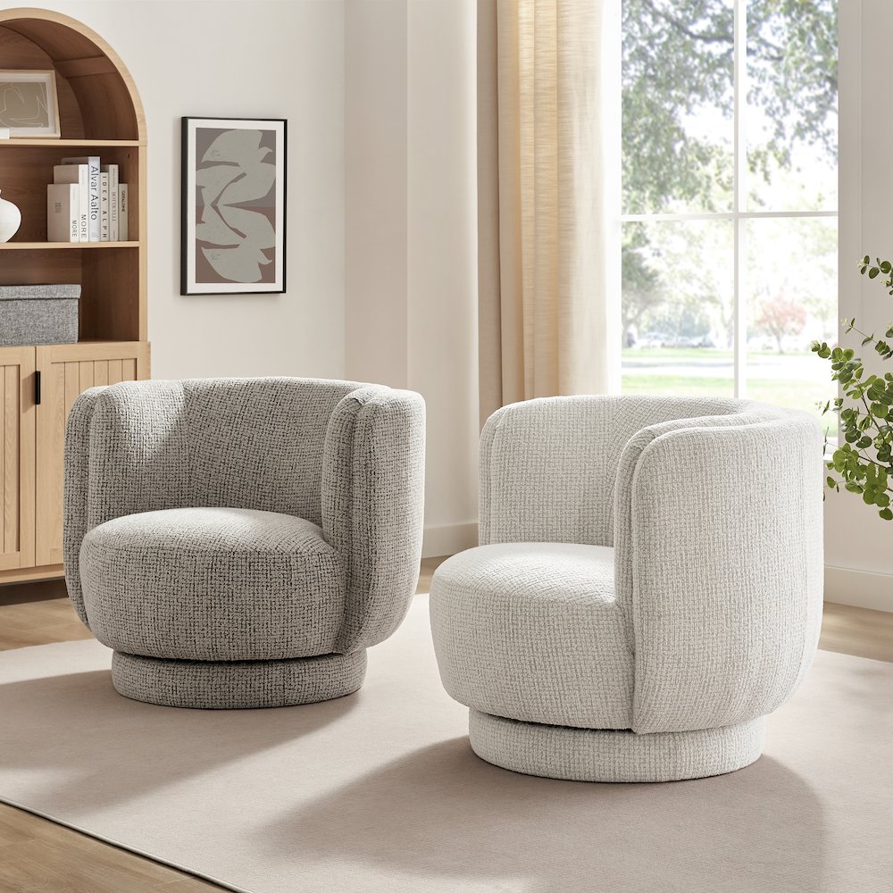 Veloura Swivel Accent Arm Chair - Mila Ivory