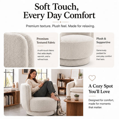 Veloura Swivel Accent Arm Chair - Mila Ivory