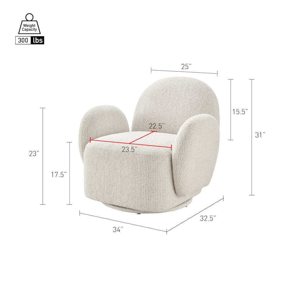 Zoya Swivel Accent Arm Chair - Mila Ivory