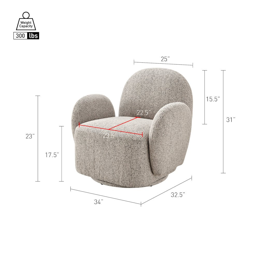 Zoya Swivel Accent Arm Chair - Mila Taupe