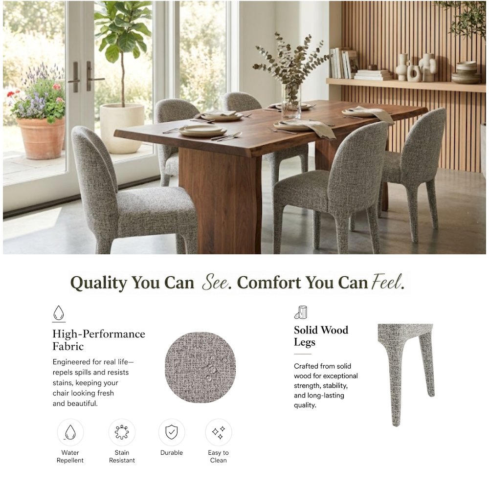 Orlin Dining Side Chair - Nara Pebble Chenille - Set of 2