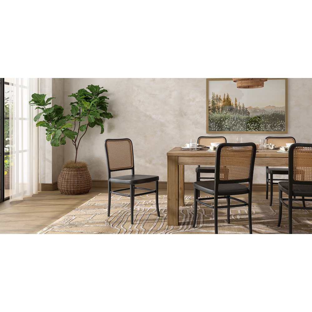 Sonora Rattan Dining Side Chair Wood Seat (Set of 2)