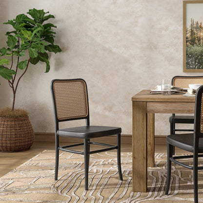 Sonora Rattan Dining Side Chair Wood Seat (Set of 2)