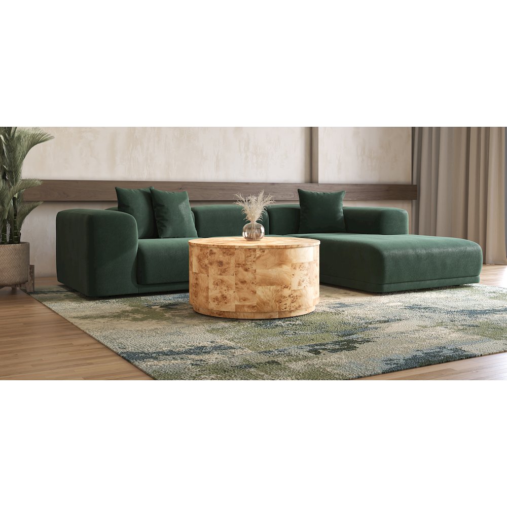 Arsenio Burl Wood Round Coffee Table