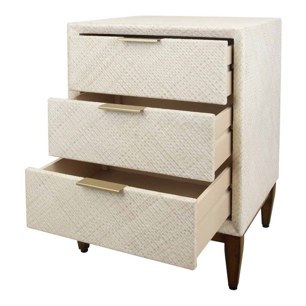 Brinley Nightstand/Side Table 3 Drawers Walnut Legs