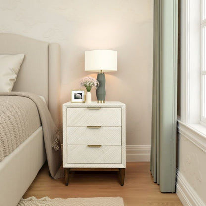 Brinley Nightstand/Side Table 3 Drawers Walnut Legs