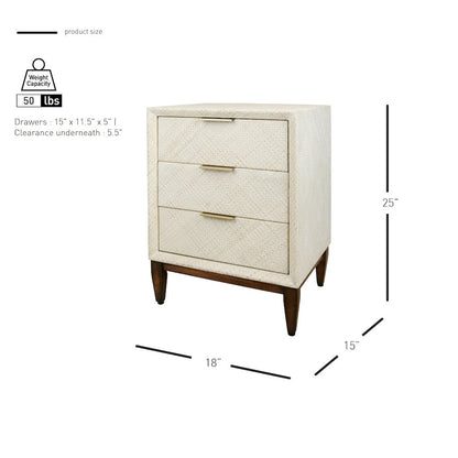 Brinley Nightstand/Side Table 3 Drawers Walnut Legs