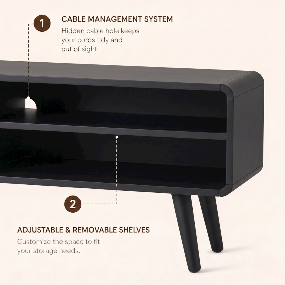Wilson Slat Low TV Stand - 45.5"W x 14"D x 17.5"H - Black
