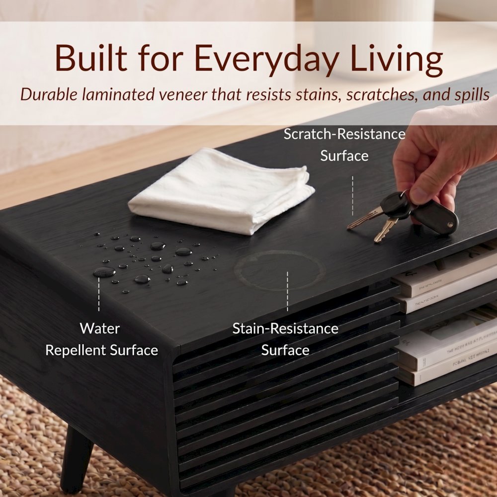 Wilson Slat Low TV Stand - 58"W x 14"D x 17.5"H - Black