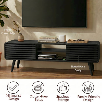 Wilson Slat Low TV Stand - 58"W x 14"D x 17.5"H - Black
