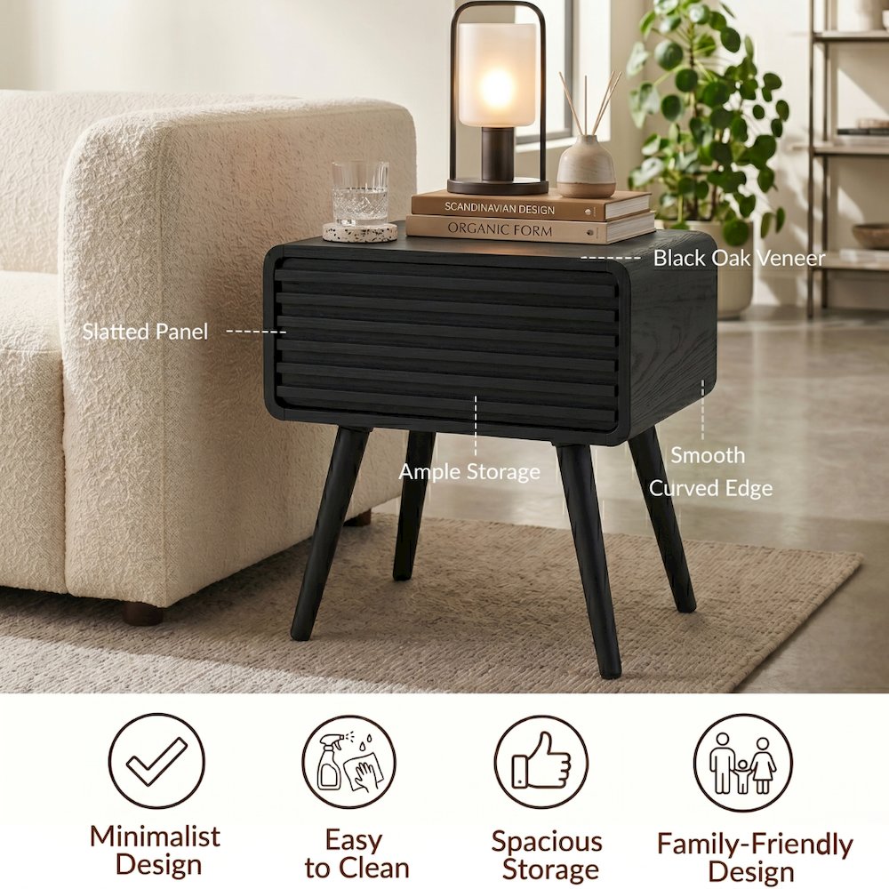 Wilson Slat Accent Table - Black