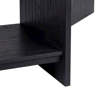 Faux Wood Veneer Rectangular Coffee Table with Open Bottom Shelf for Living Room