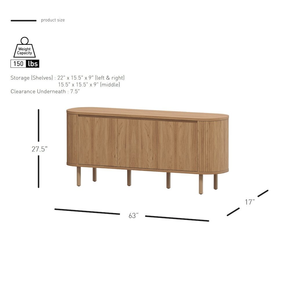 Wimberly 3-Door TV Stand - Terra Oak