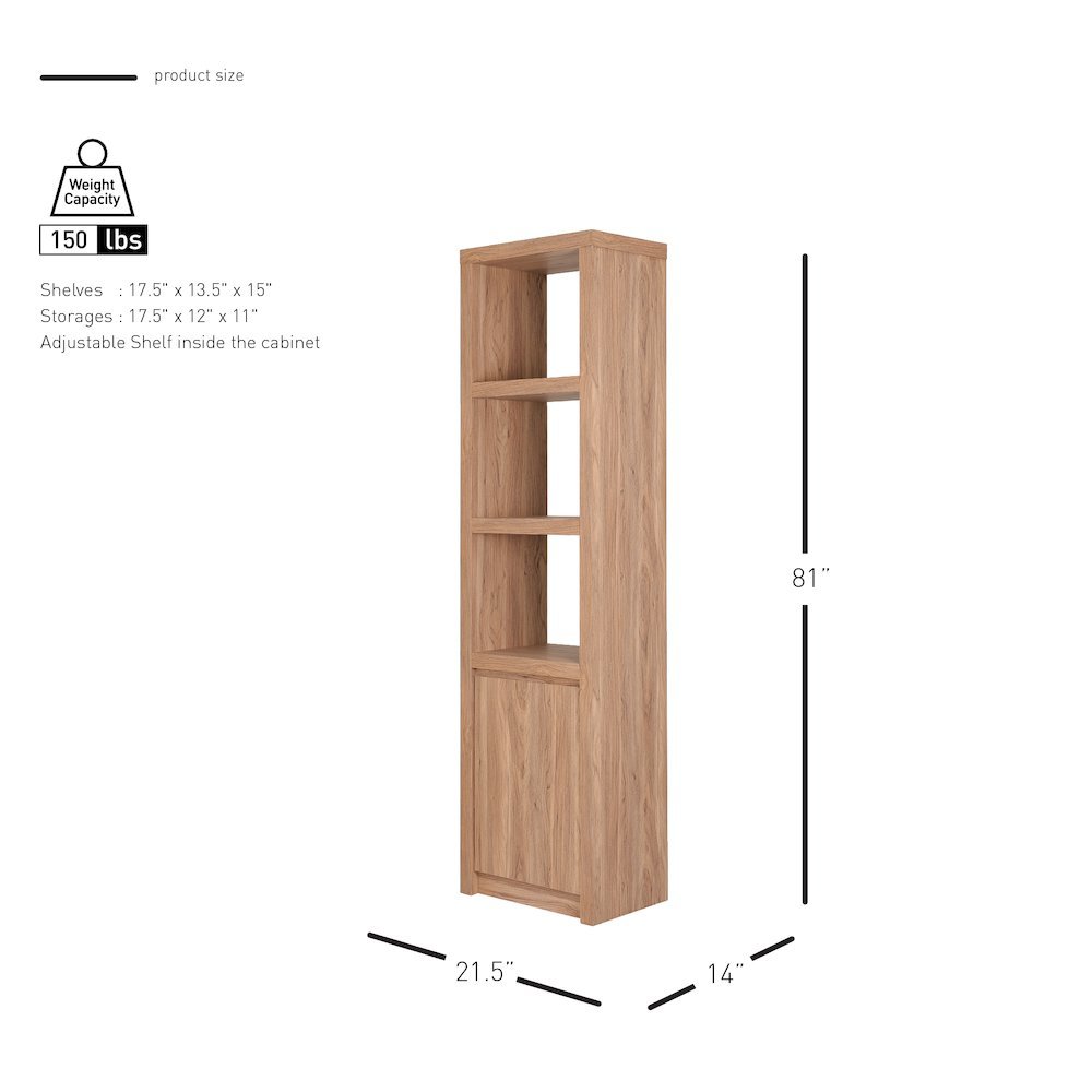 Larson Bookshelf with Cabinet - Terra Oak