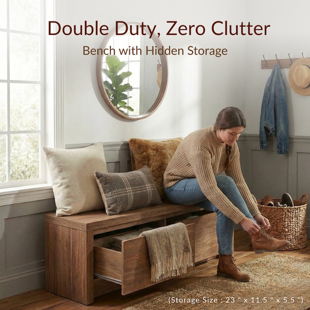Larson Entryway Storage Bench - Terra Oak
