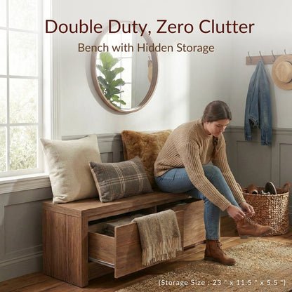Larson Entryway Storage Bench - Terra Oak