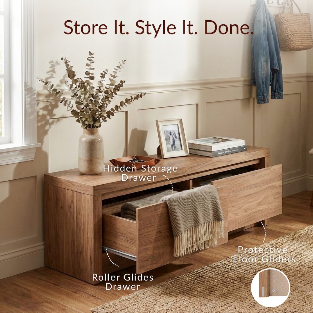 Larson Entryway Storage Bench - Terra Oak