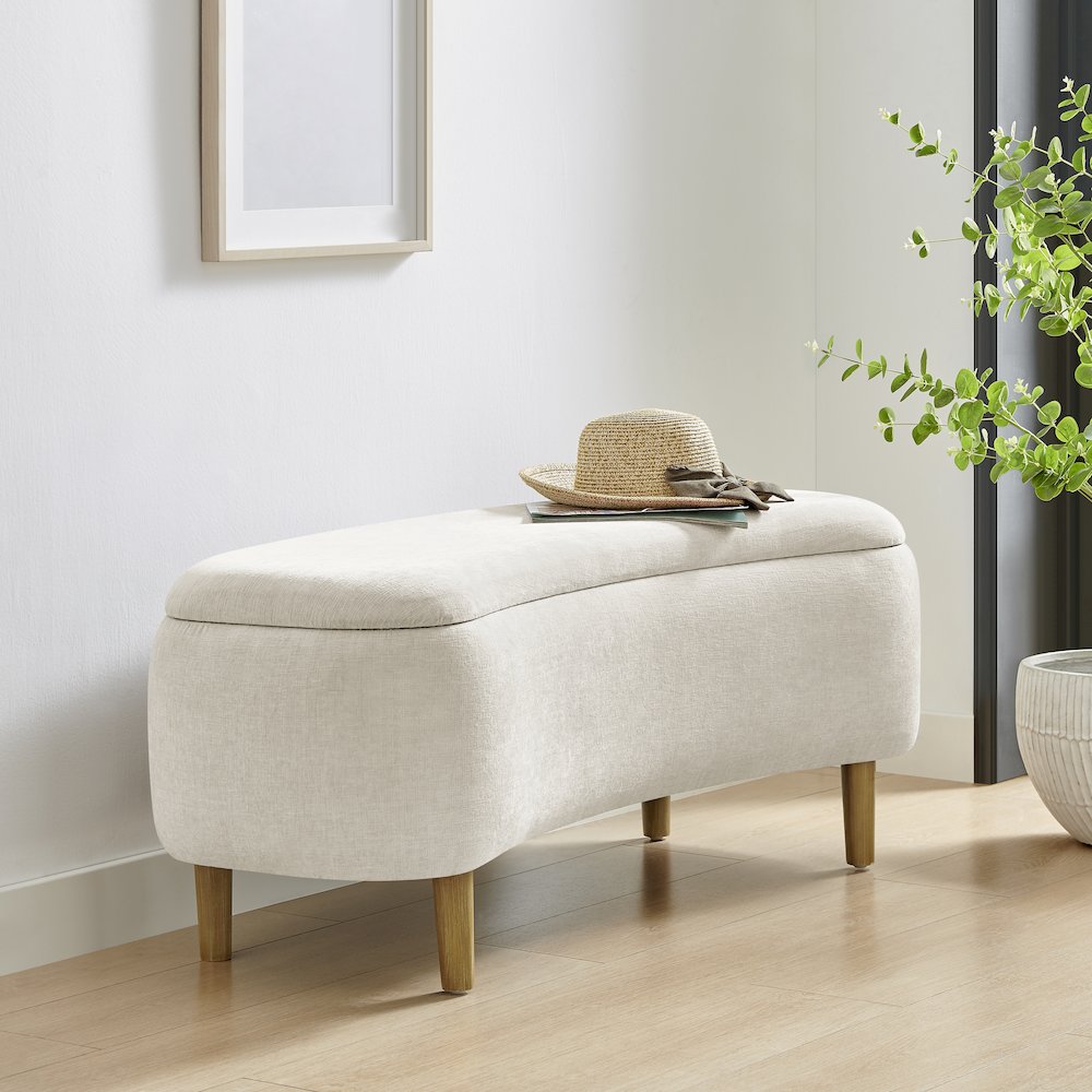 Leony Chenille Storage Bench