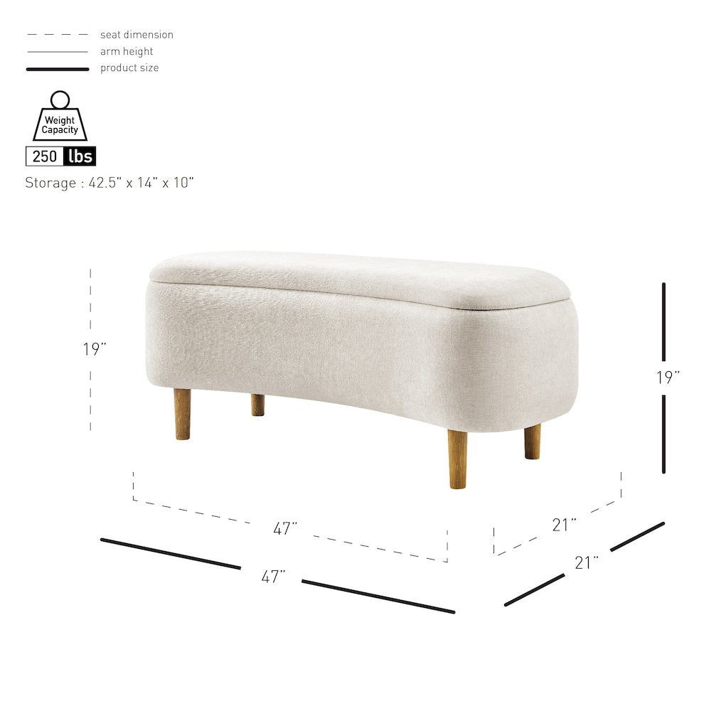 Leony Chenille Storage Bench
